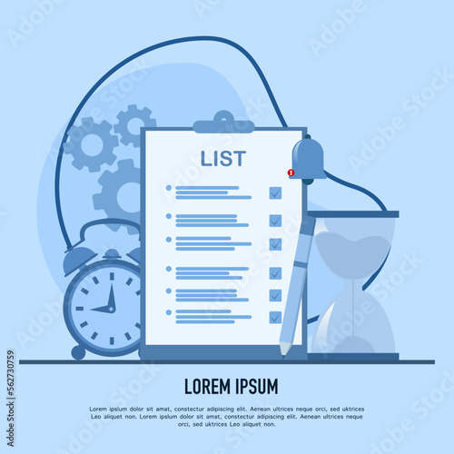 Business time management, deadline concept, planner, startup, calendar, business strategy planning, project management. Task planning. Data analysis and analytics start up vector illustration banner