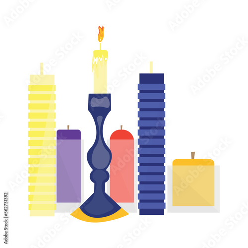 Many candles on white backg...