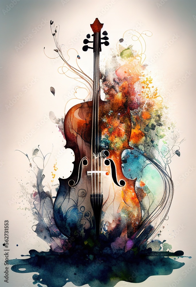 Silhouette of violin, beautiful abstract painting. Generative art Stock  Illustration | Adobe Stock