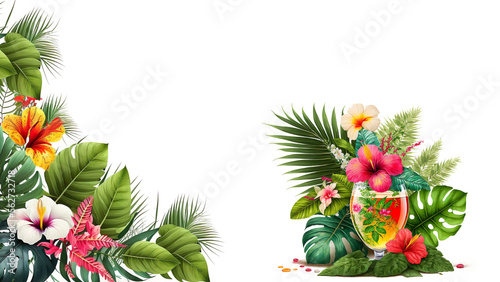 Tropic Summer background layout banners design. Greeting card, header for website. Generative AI