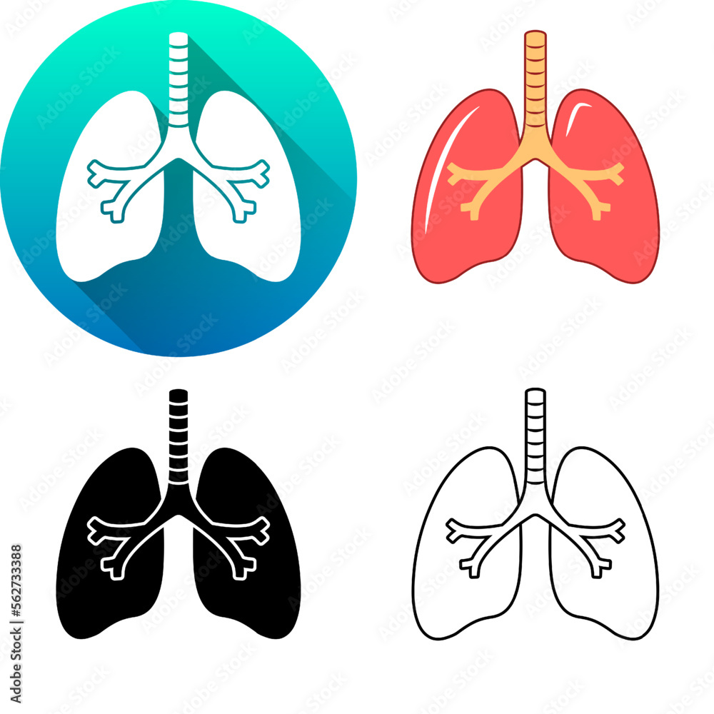 Set of Human Pair of Lungs Respiratory System Medical Human Organ Logo ...