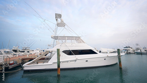 Casa de Campo Marina, Dominican Republic. Luxury yacht moored in marina. Luxury lifestyle