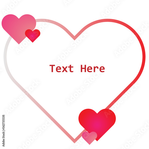 frame of heart shape with red gardient color