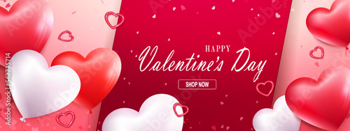 Festive card with Valentine's Day, a set of gorgeous shiny hearts.