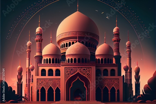 Papier peint An illustration of a mosque with impressive architecture and a Ramadan theme