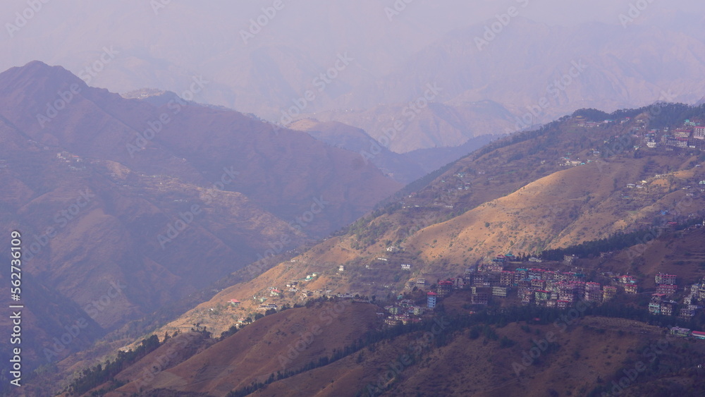 Village view in mountains Beautiful landscape view mountains and village