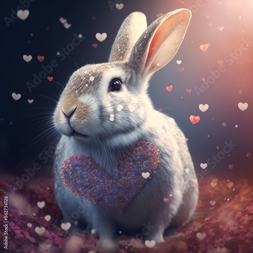 illustration of bunnies  in love and happy celebrating valentine s day  image generated by AI