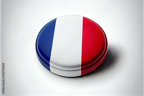 French flag as a round icon and location marker. Generative AI