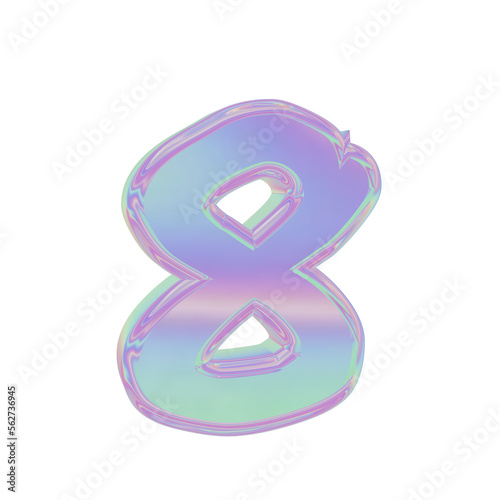 3D holographic number for graphic results or design element