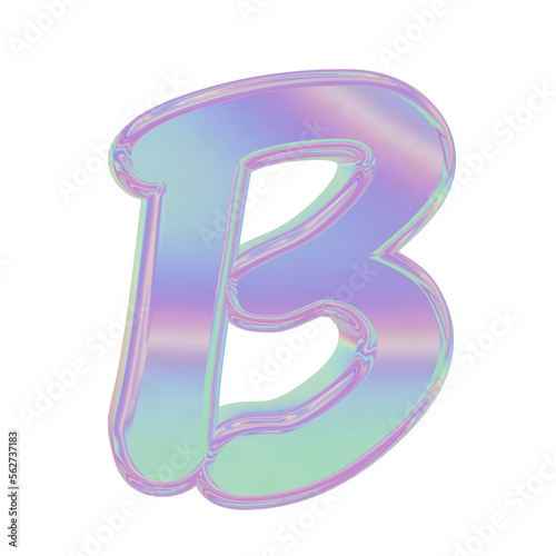 3D holographic alphabet for graphic results or design element