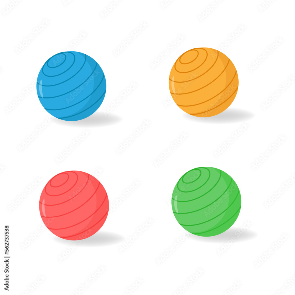 Set of fitness balls, isolated on white background. vector