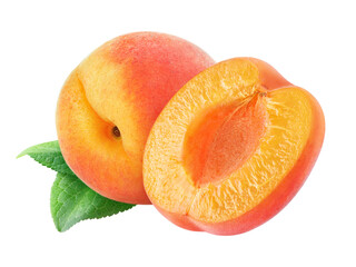 Isolated cut apricots