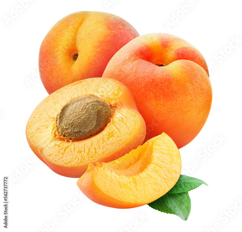 Fresh apricots cut out