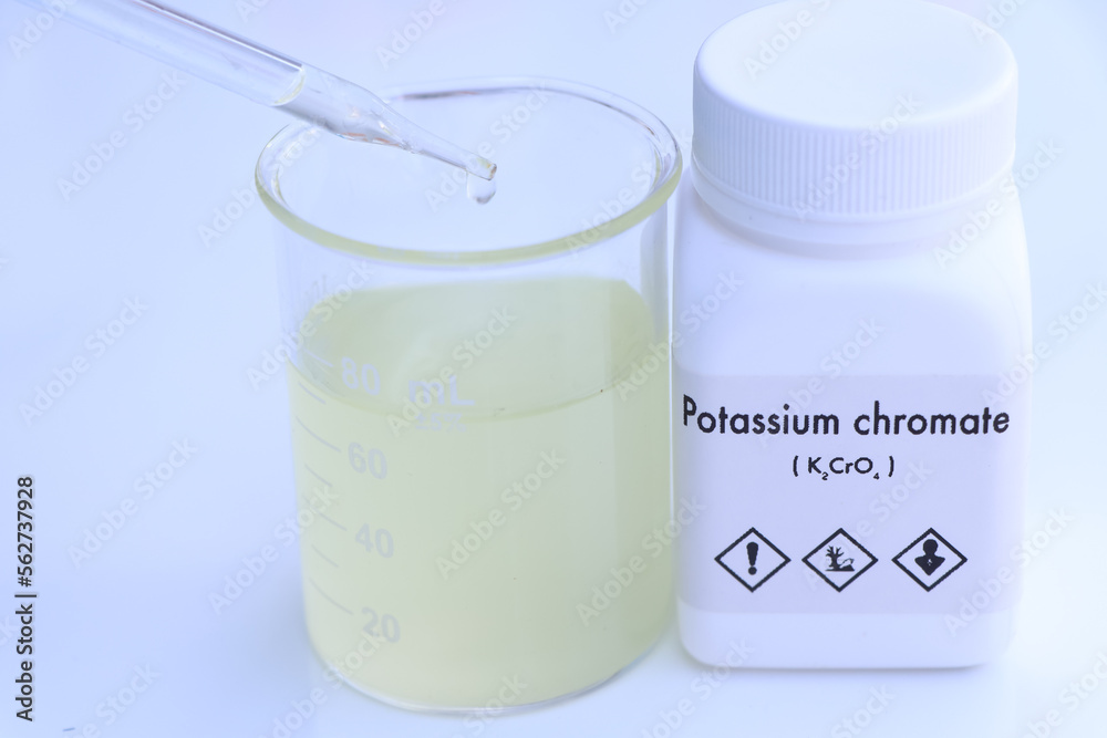 potassium chromate in bottle , chemical in the laboratory and industry