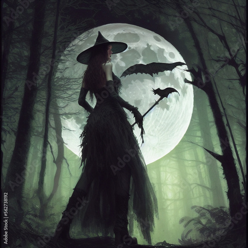 witch, witchcraft, moonlight, religion, legend, bewitchment, generative ai
