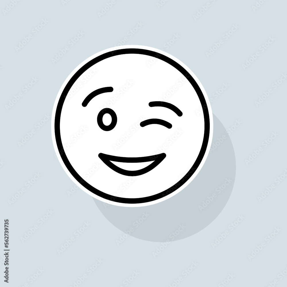 Emoji with a wink line icon. Communication, emoticons, chats, stickers, attitude, emotions, mood. Emoji concept. Vector sticker line icon on white background Emoji with a wink line icon. Communication, emoticons, chats, stickers, attitude, emotions, mood. Emoji concept. Vector sticker line icon on white background
