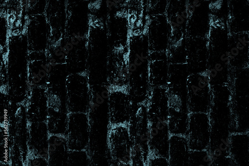 Abstract cyan color brick structural grunge texture on a concrete wall surface