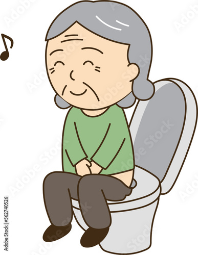 トイレで調子がいい健康的なおばあさん