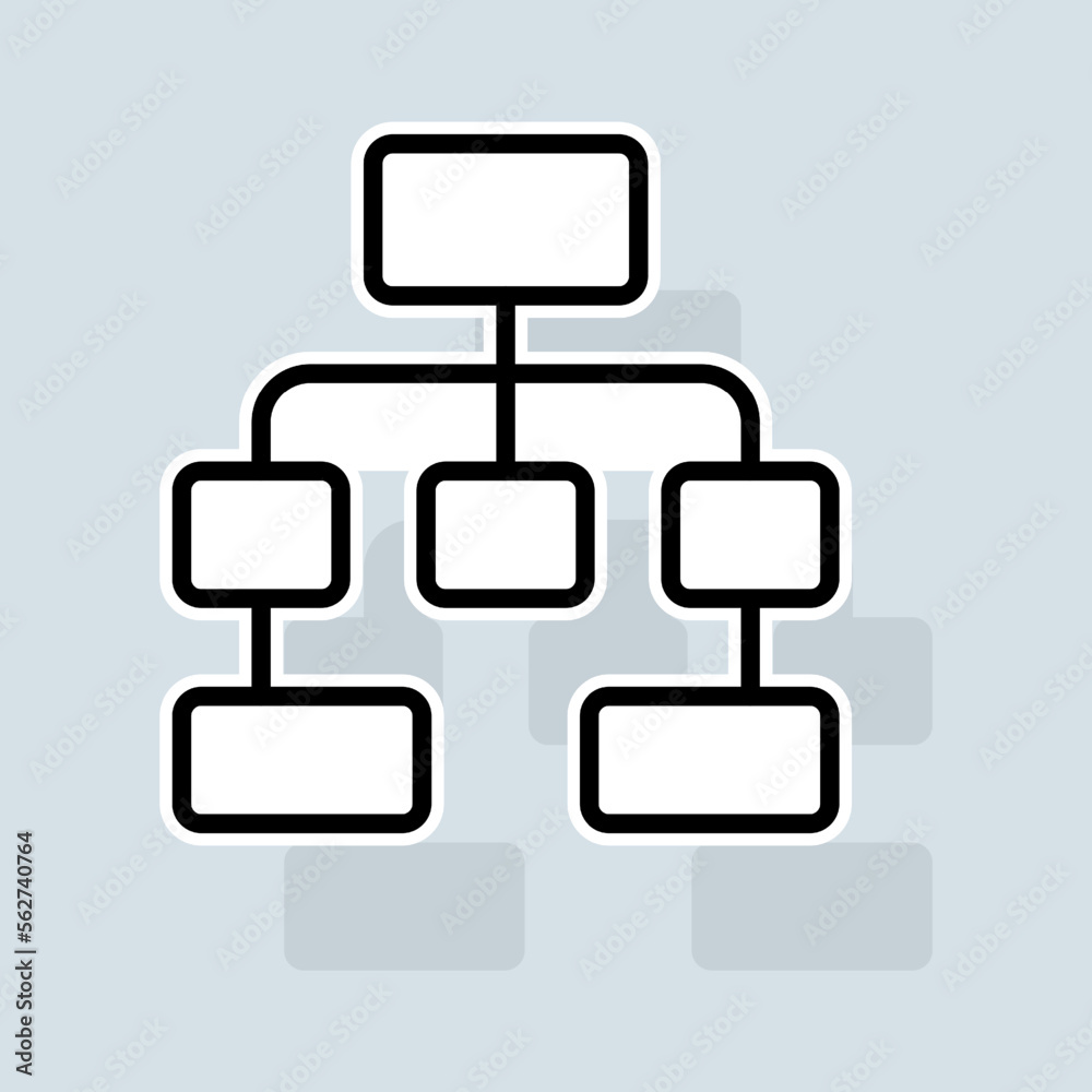 Branched diagram line icon. Graph, diagram, statistics, function, table, pie chart, infographic. Finance concept. Vector sticker line icon on white background Branched diagram line icon. Graph, diagram, statistics, function, table, pie chart, infographic. Finance concept. Vector sticker line icon on white background