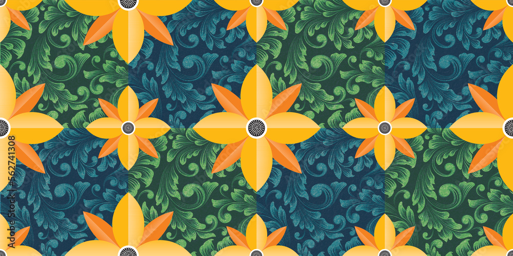 Obraz premium COLORFUL SEAMLESS FLOWER PATTERN
