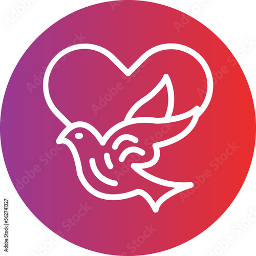 Dove with Heart Icon Style