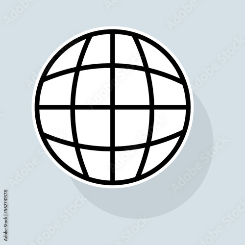 Planet Earth line icon. International database  internet connection  international communication. International concept. Vector sticker line icon on white background