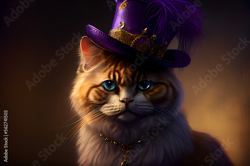 cat in a Mardi Gras hat, generative ai
