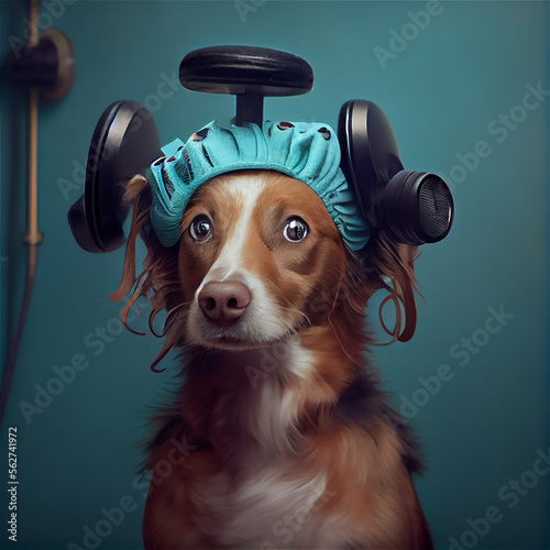 Funny portrait of a dog wit...