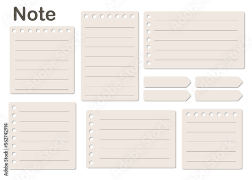 A set of notes collection of minimal blank sticky notes. Vector illustration.