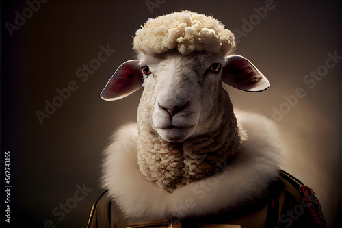 sheep in military outfit, generative ai