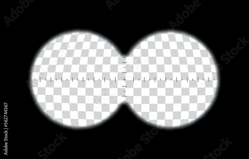 Binoculars spy view. Telescope aim sight, periscope lens view. Vector isolated illustration