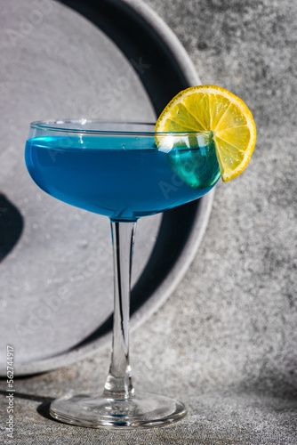 Glass of blue kamikaze drink