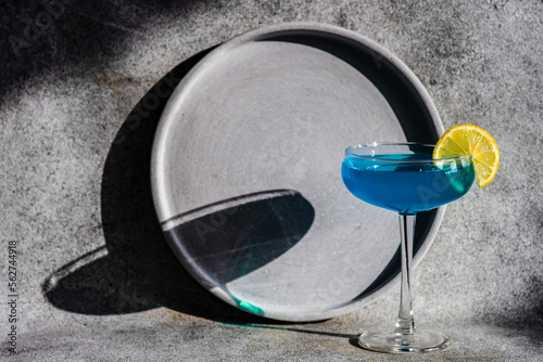 Glass of blue kamikaze drink