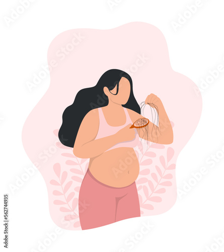 A pregnant woman with hair loss