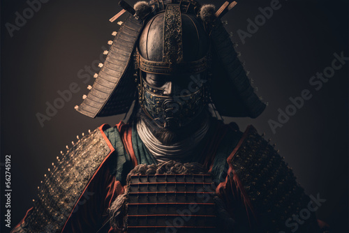 Portrait of a samurai in armor, generated by AI