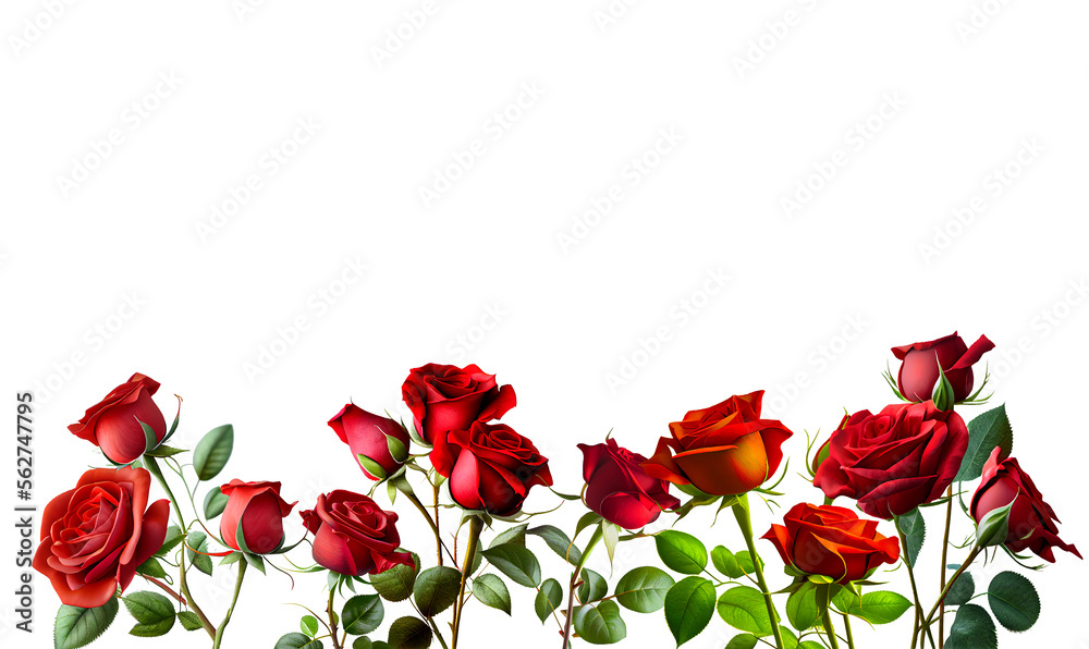 red rose isolated on white with clipping path