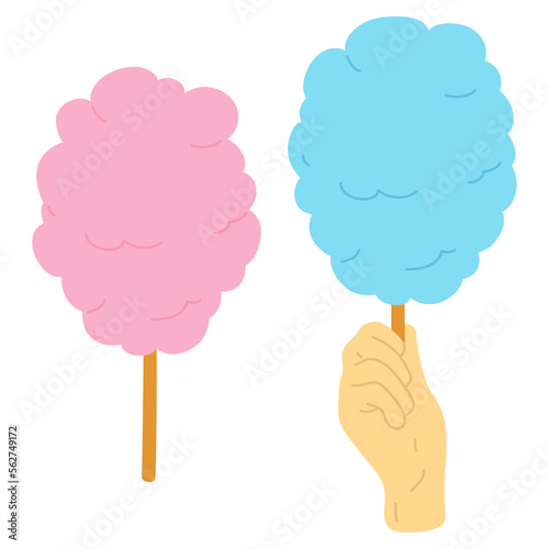 Vector illustration of cute  doodle asian food candy cotton for print ,design, greeting card,sticker,icon