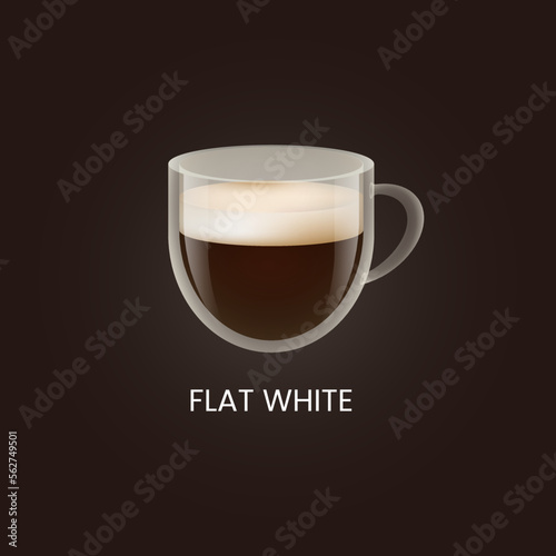 Delicious flat white coffee. Drink vector illustration design	
