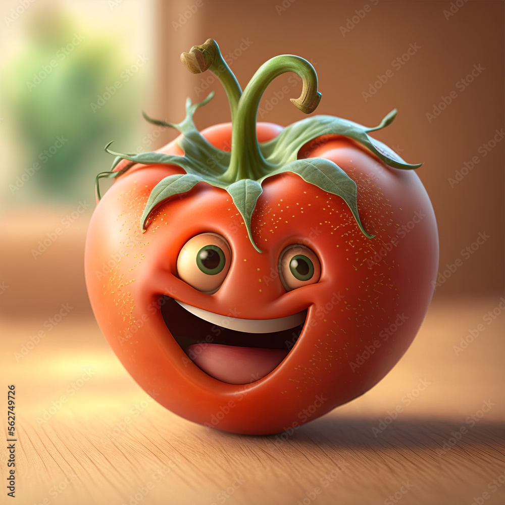 Smiling tomato character. Generative AI