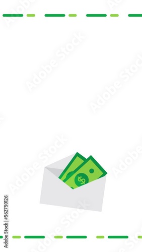 4k vertical video of ticket icon on white background with frame.