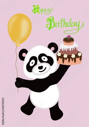card with panda Happy Berthday photo