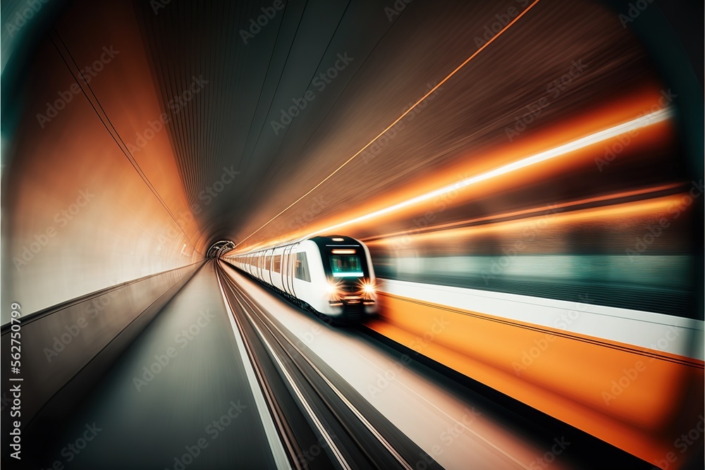 Automated train moves in a tunnel created with Generative AI Automated train moves in a tunnel created with Generative AI