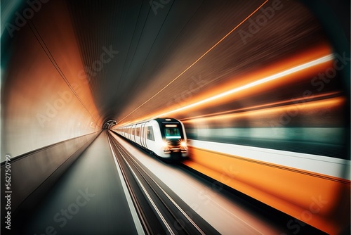 Automated train moves in a tunnel created with Generative AI