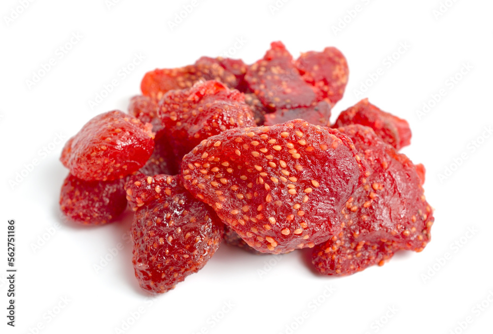 Sweet Dried strawberry berries isolated on white background Sweet Dried strawberry berries isolated on white background