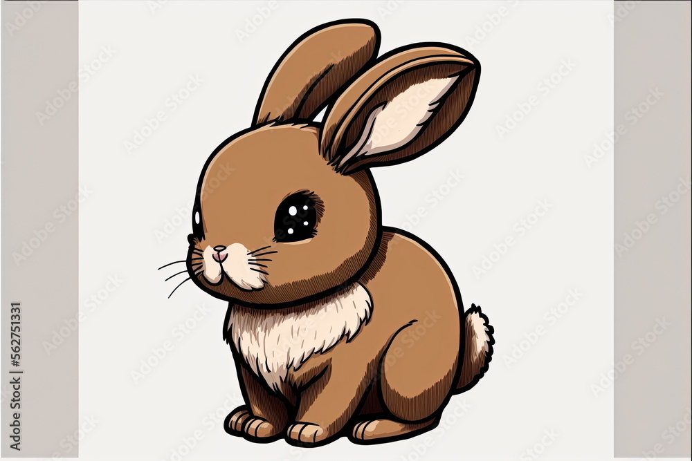 cartoon rabbit with white background, bunny, Made by AI,Artificial
