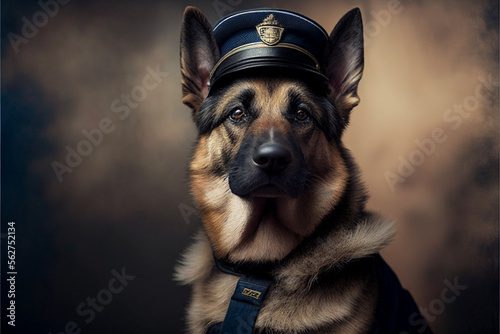 a german shepherd portrait as a police officer. Generative Ai