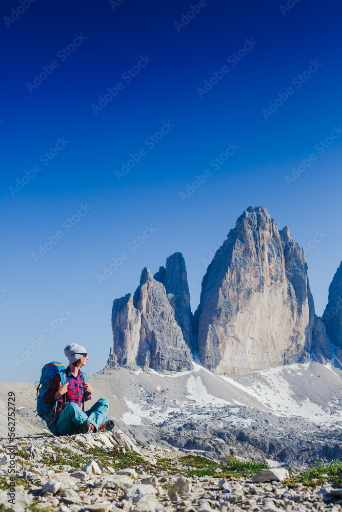 Mountaineer hiking in European alps
