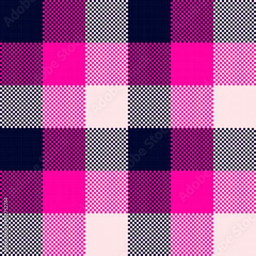 Cute Pink Plaid seamless patten. Vector checkered girl plaid textured background. Traditional fabric print. Plaid texture for fashion, print design, Valentines Day texture.