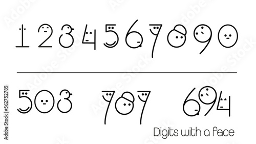 Vector icon face digits to make funny number combinations
