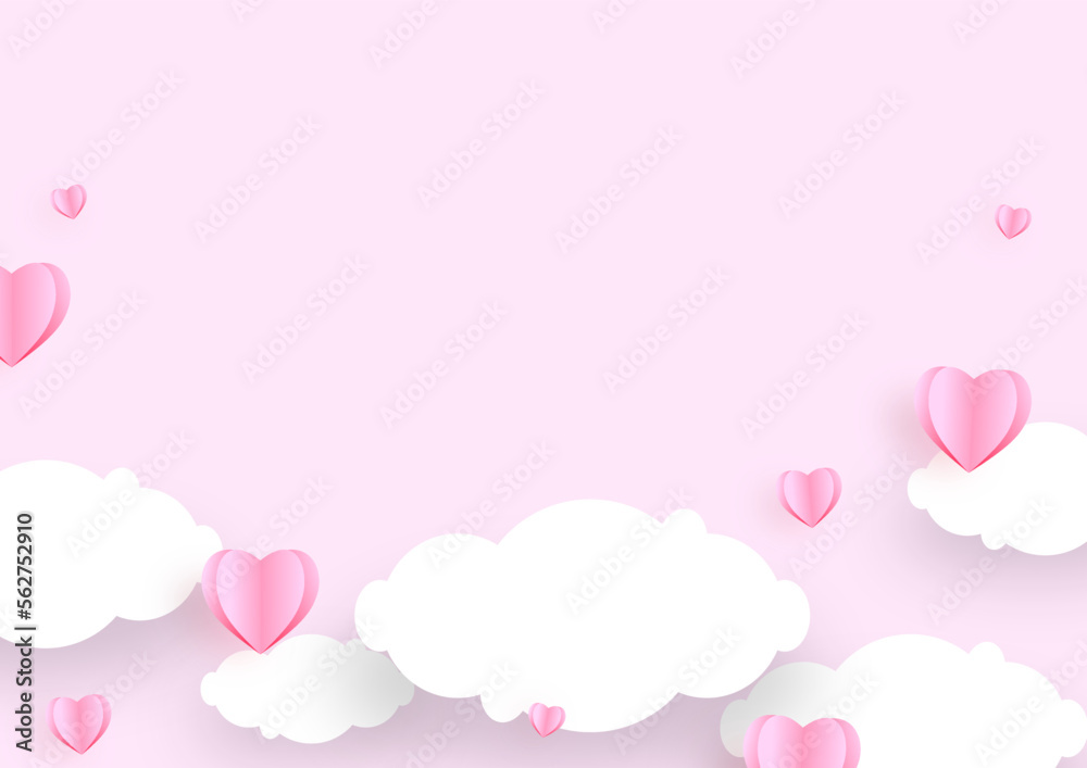 Pink hearts cloud on soft pink color background, border, copy space. Valentine day concept for design. Pink hearts cloud on soft pink color background, border, copy space. Valentine day concept for design.